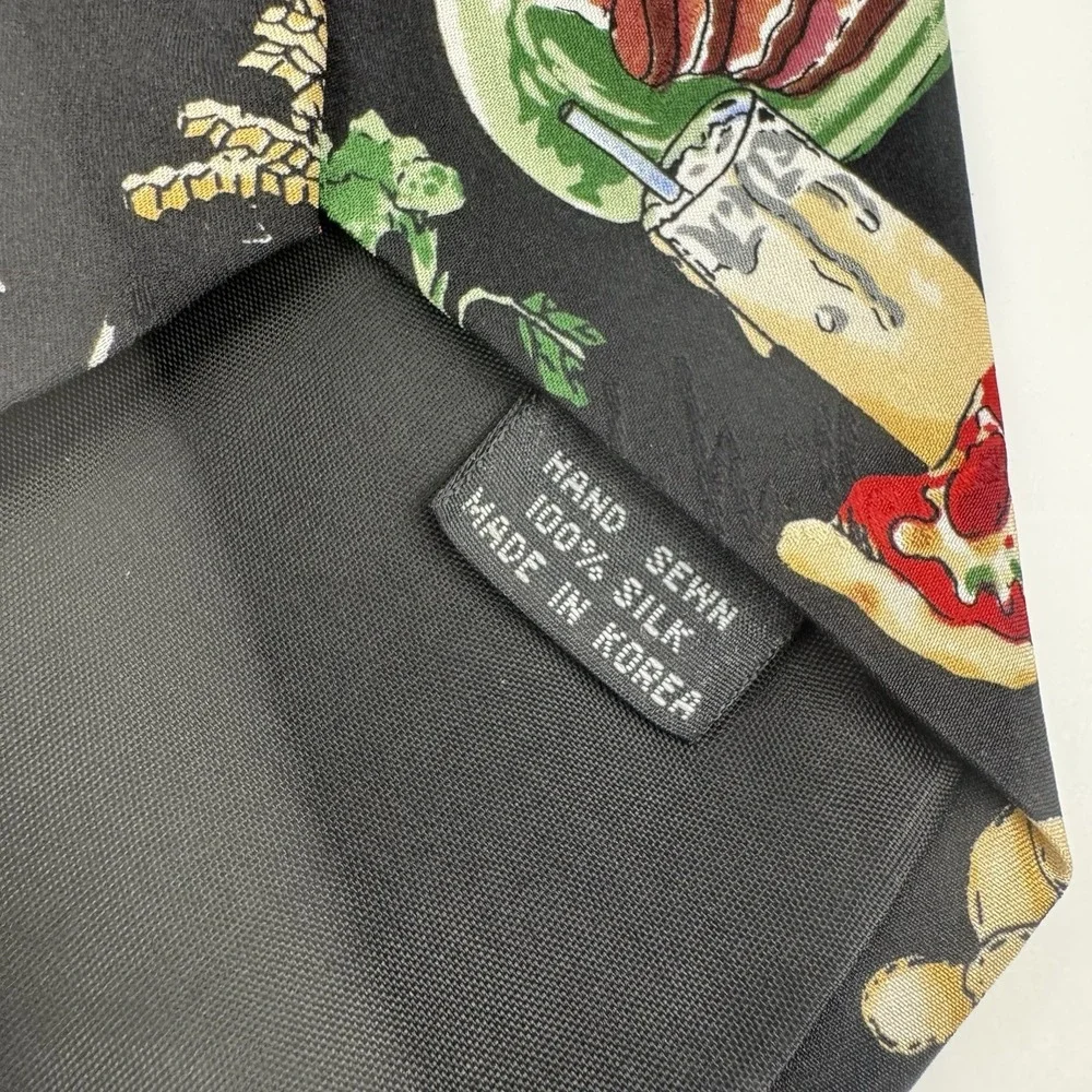 Nicole Miller VTG 1996 Food Novelty Silk Tie Pizza Burger Bacon Italy